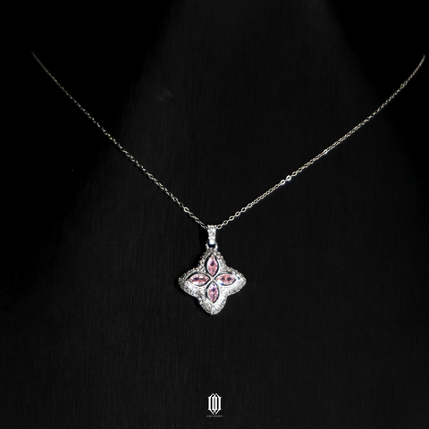 Iced Out Clover Pendant - White Gold