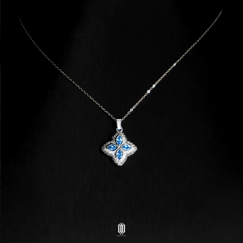 Iced Out Clover Pendant - White Gold