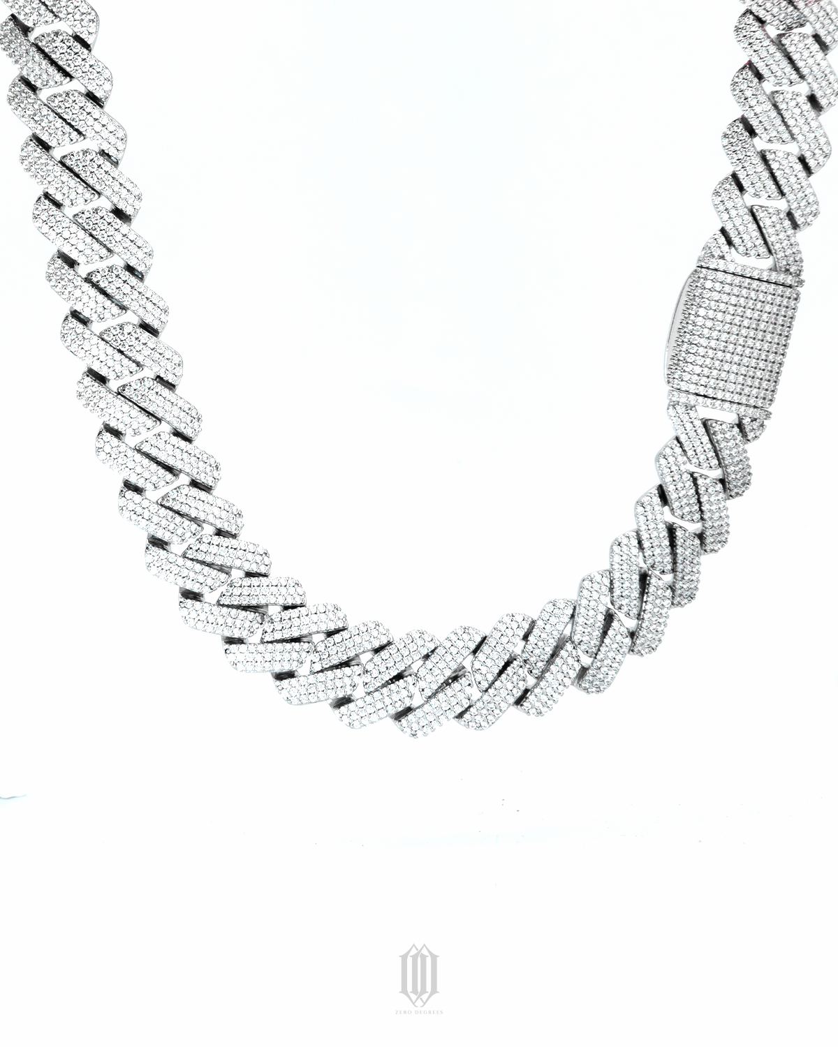 20mm Prong Cuban Chain - White Gold