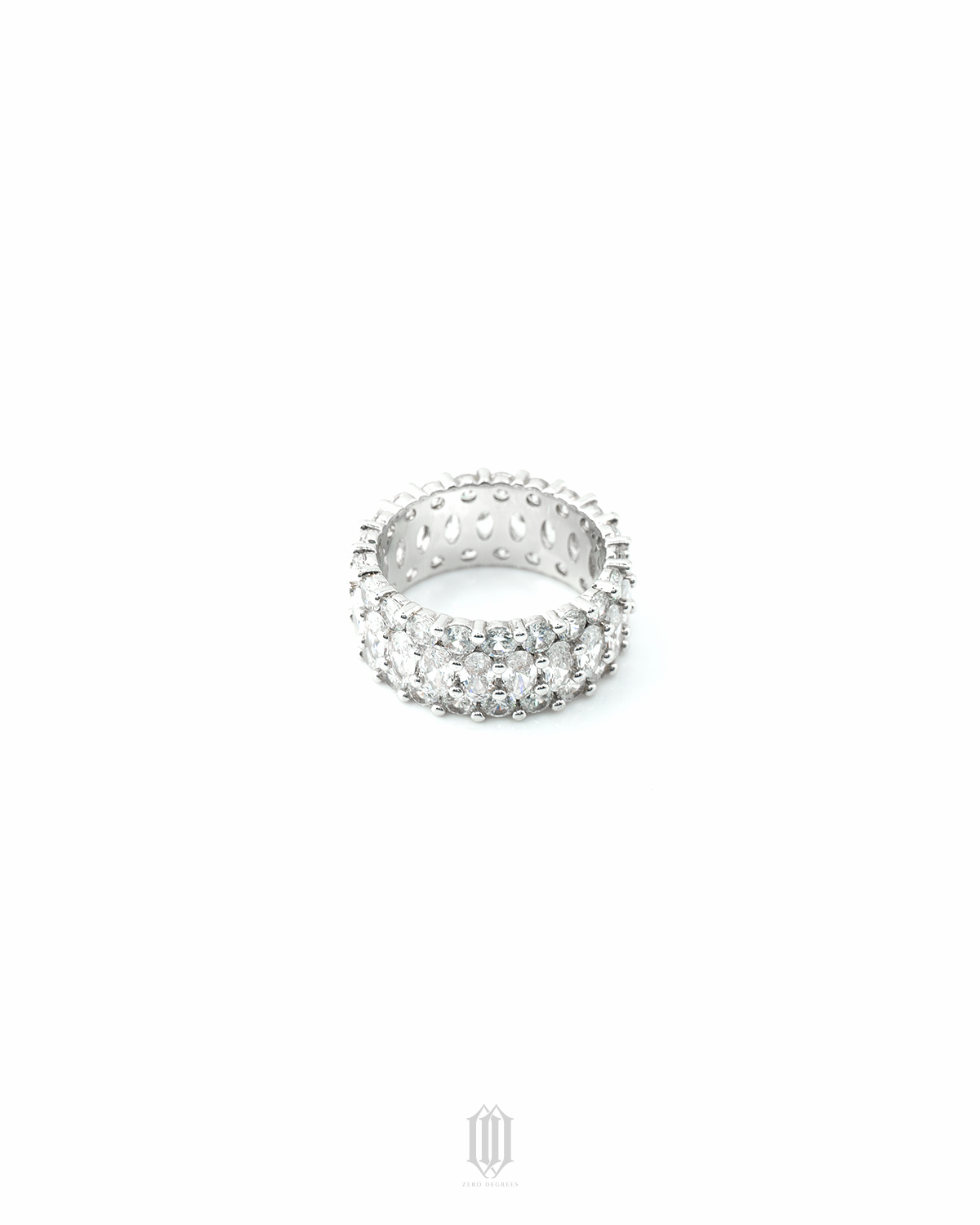3 Row Oval Cut Ring - White Gold