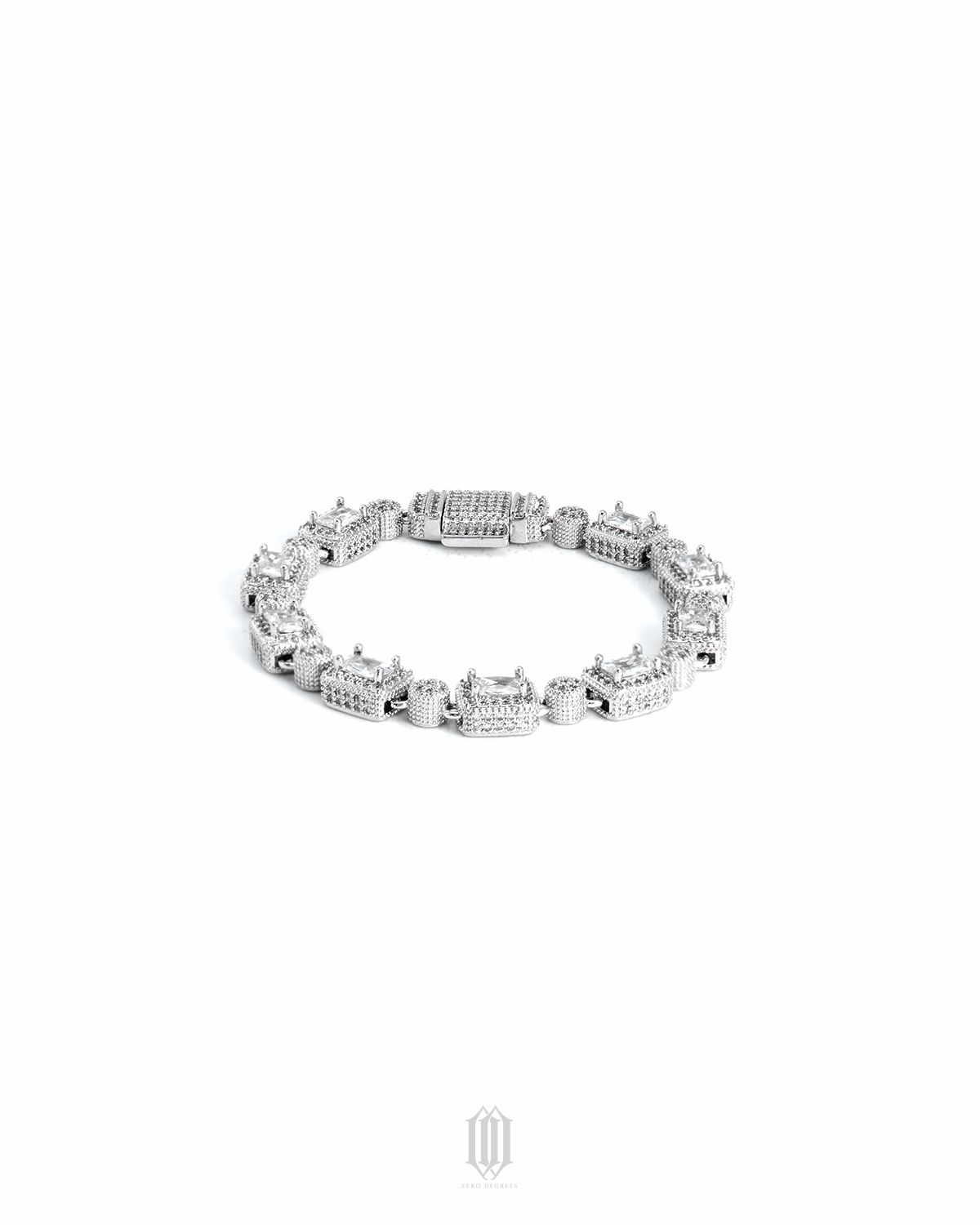 8mm Clustered Emerald Bead Bracelet - White Gold