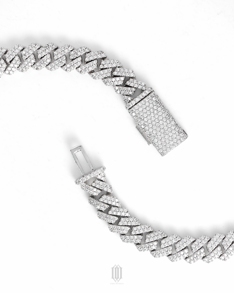 8mm VVS Moissanite Cuban Bracelet - White Gold