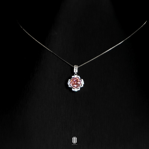 Rose Cut Flower Pendant - Pink