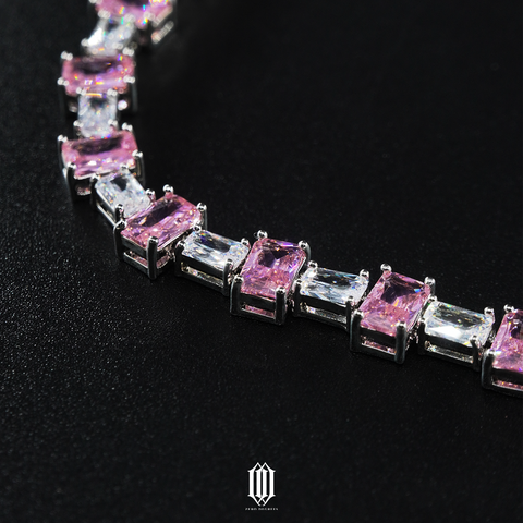 2-Tone Baguette Tennis Link Necklace