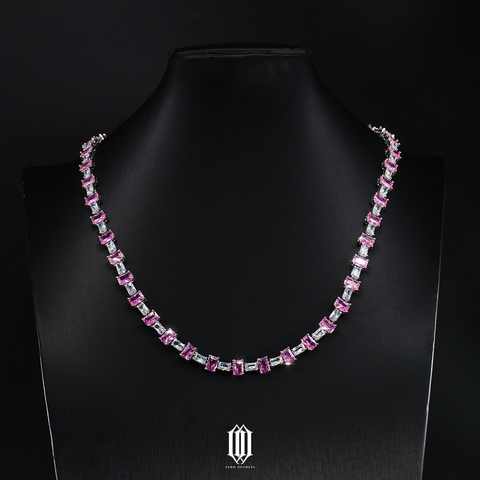 2-Tone Baguette Tennis Link Necklace