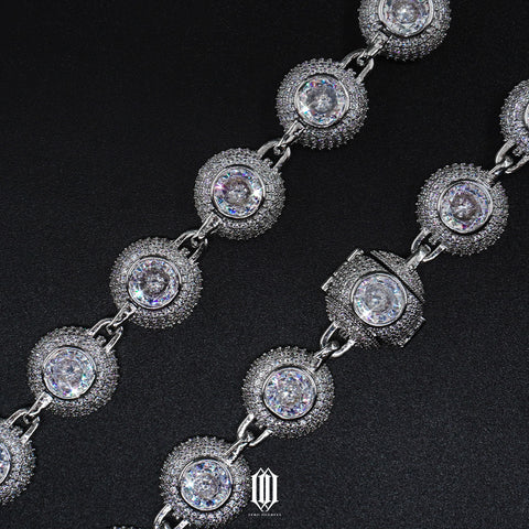 Bezel Set Solitaire Sphere Link - White Gold