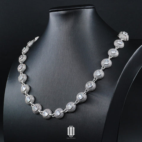 Bezel Set Solitaire Sphere Link - White Gold