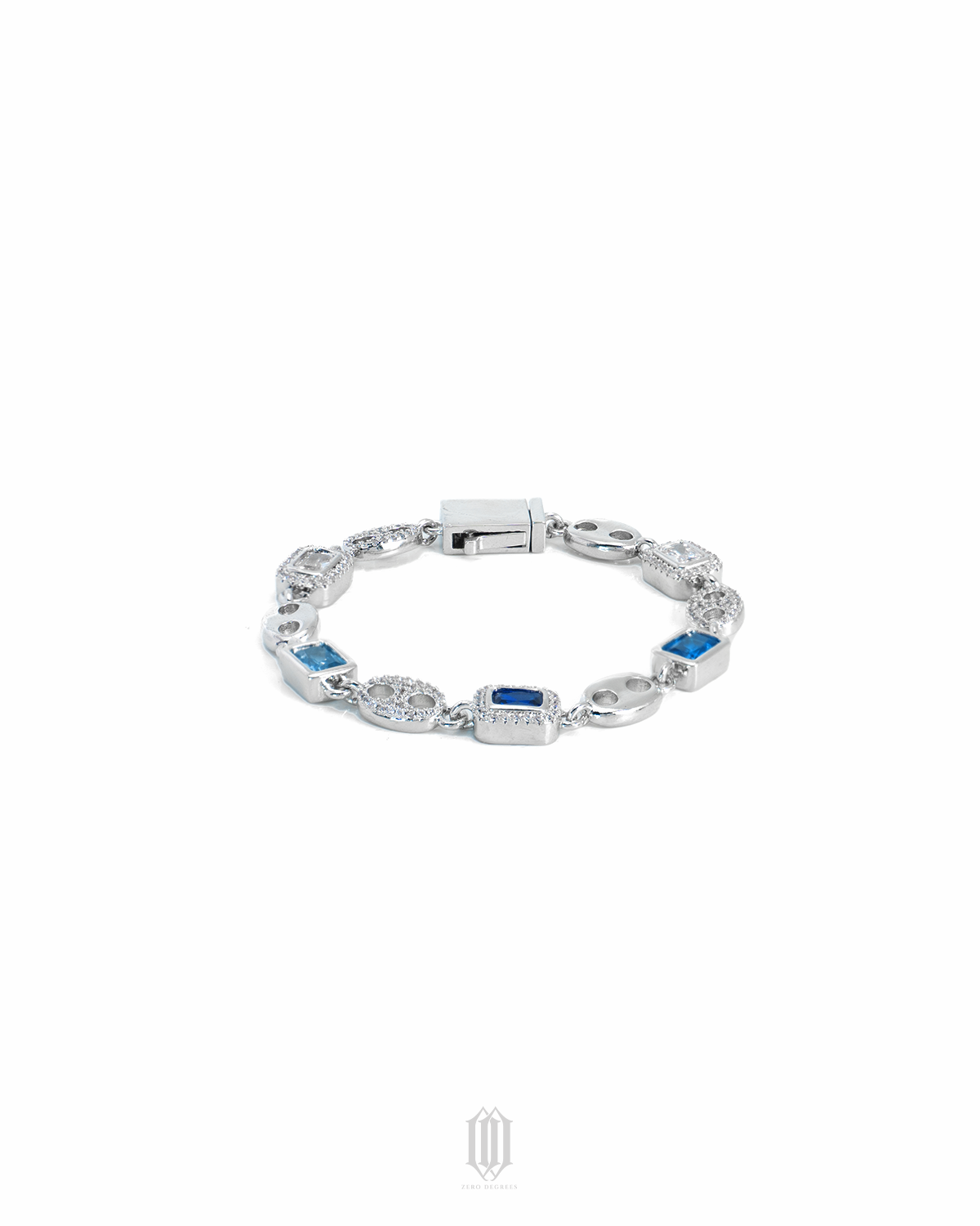 Clustered Blue G Link Bracelet - White Gold