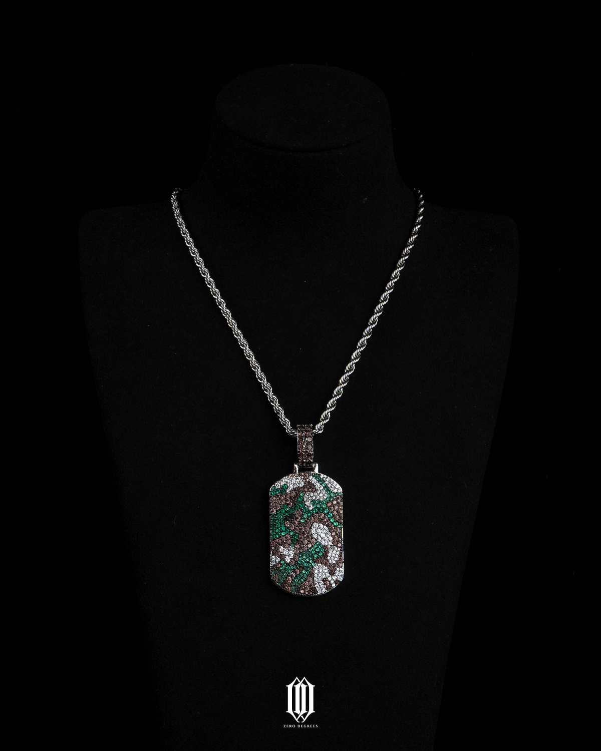 Camo Dog Tag - White Gold