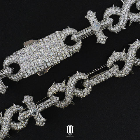 Detachable Thorned Infinity Cross Necklace - White Gold