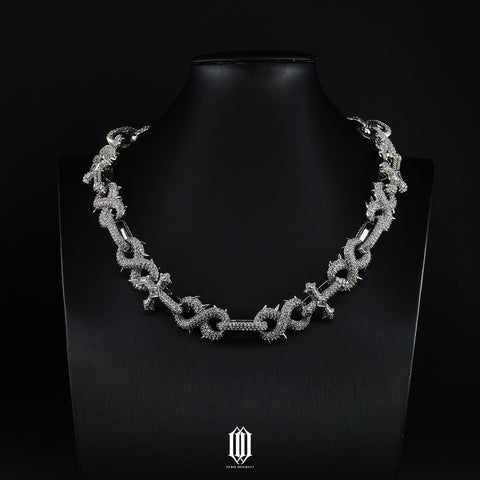 Detachable Thorned Infinity Cross Necklace - White Gold