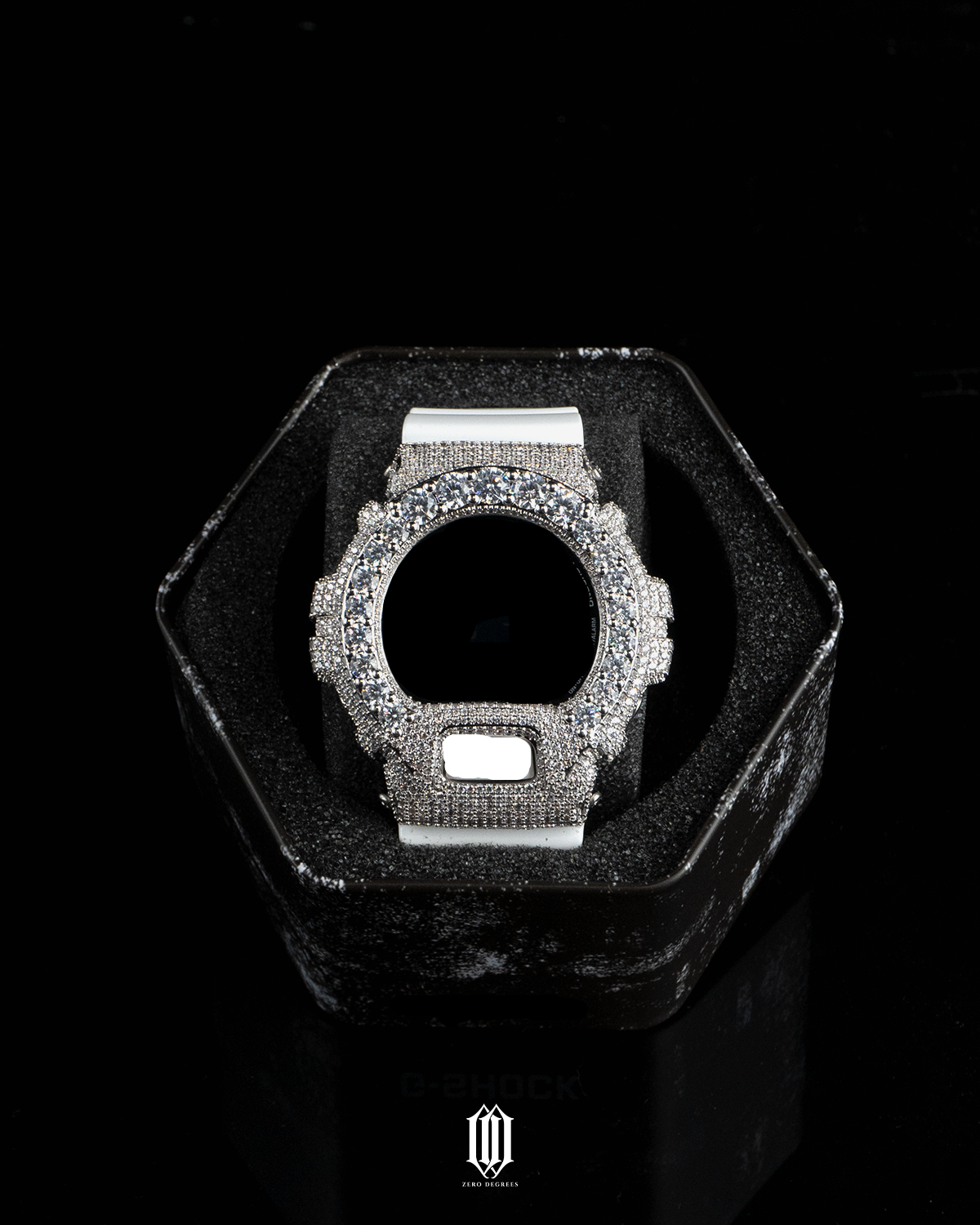 Iced Out DW6900 Watch Case - White Gold( Case Only)