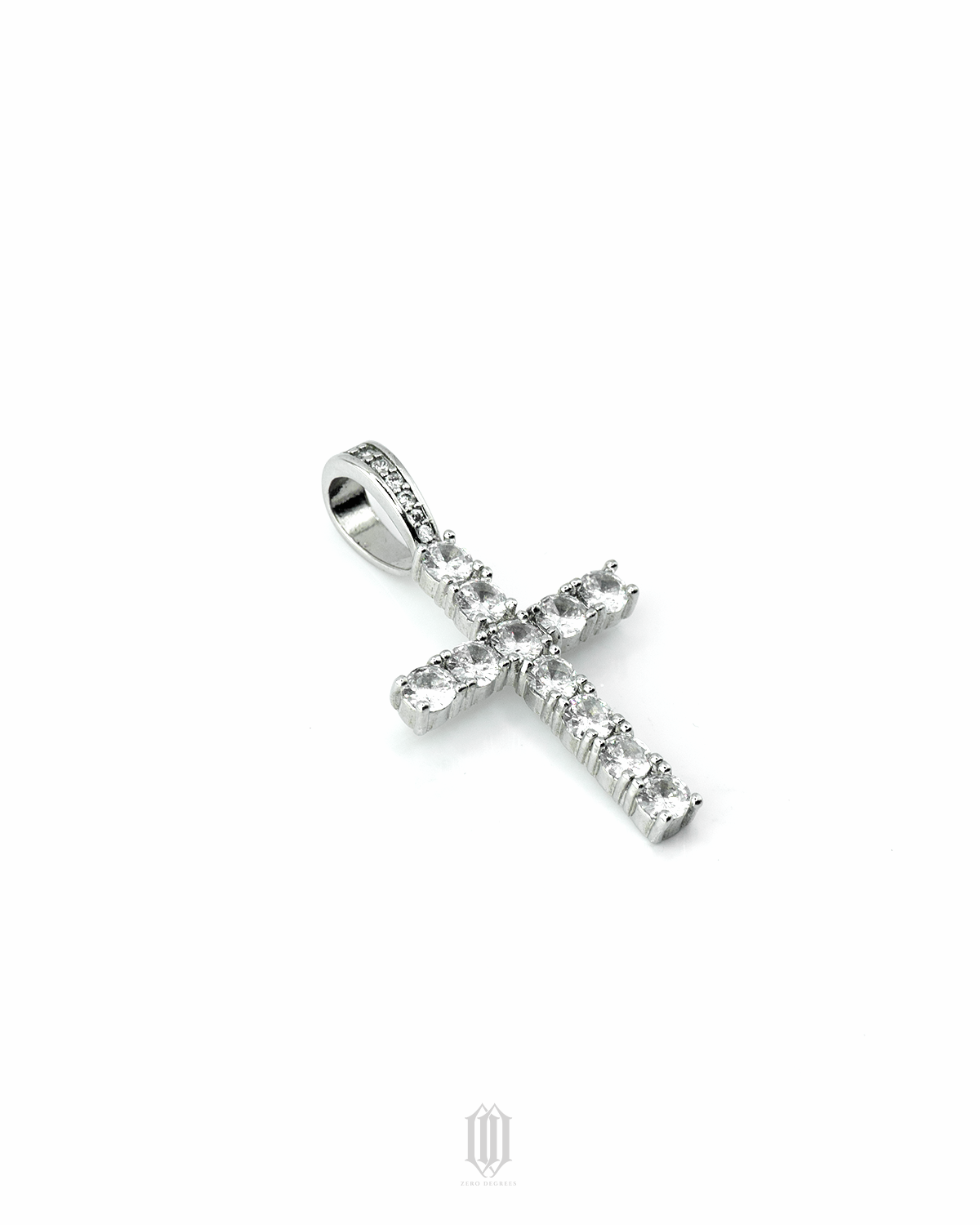 Icy Cross Pendant - White Gold