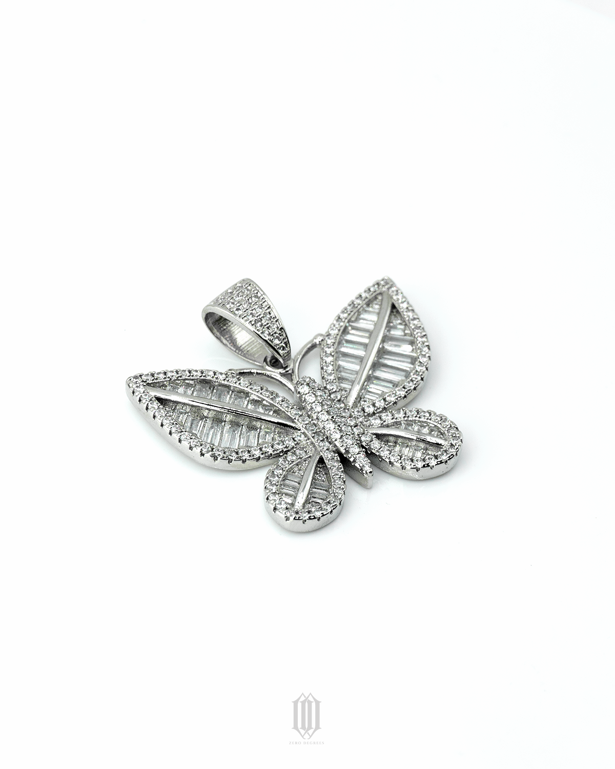 Mini Butterfly Pendant - White Gold