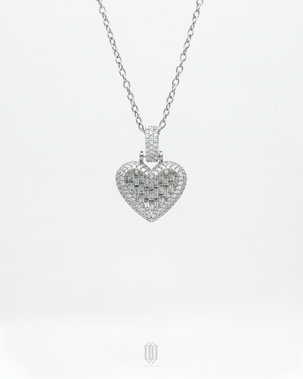 Mini Heart Pendant - White Gold