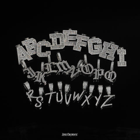 Iced Out Old English Font Letter Pendant
