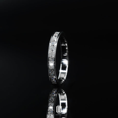 VVS Moissanite Half Band Single Row Princess Cut Ring