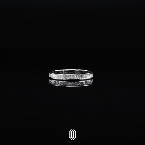 VVS Moissanite Half Band Single Row Princess Cut Ring