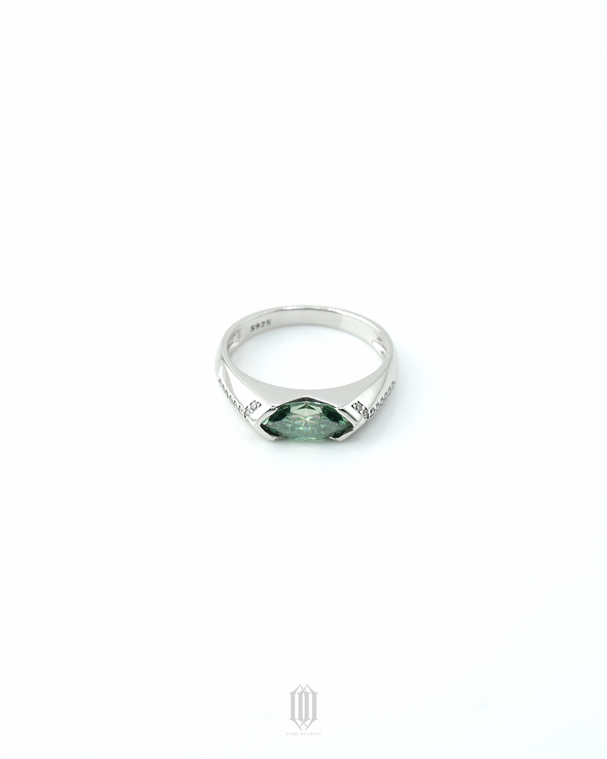 VVS Moissanite Emerald Green Ring - White Gold