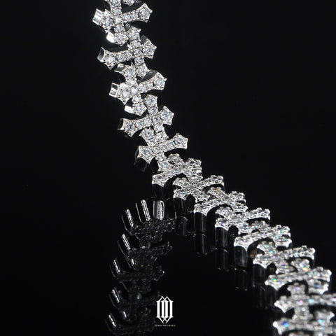 Victorian Cross Bracelet - White Gold