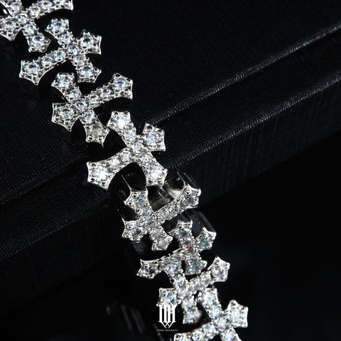 Victorian Cross Bracelet - White Gold
