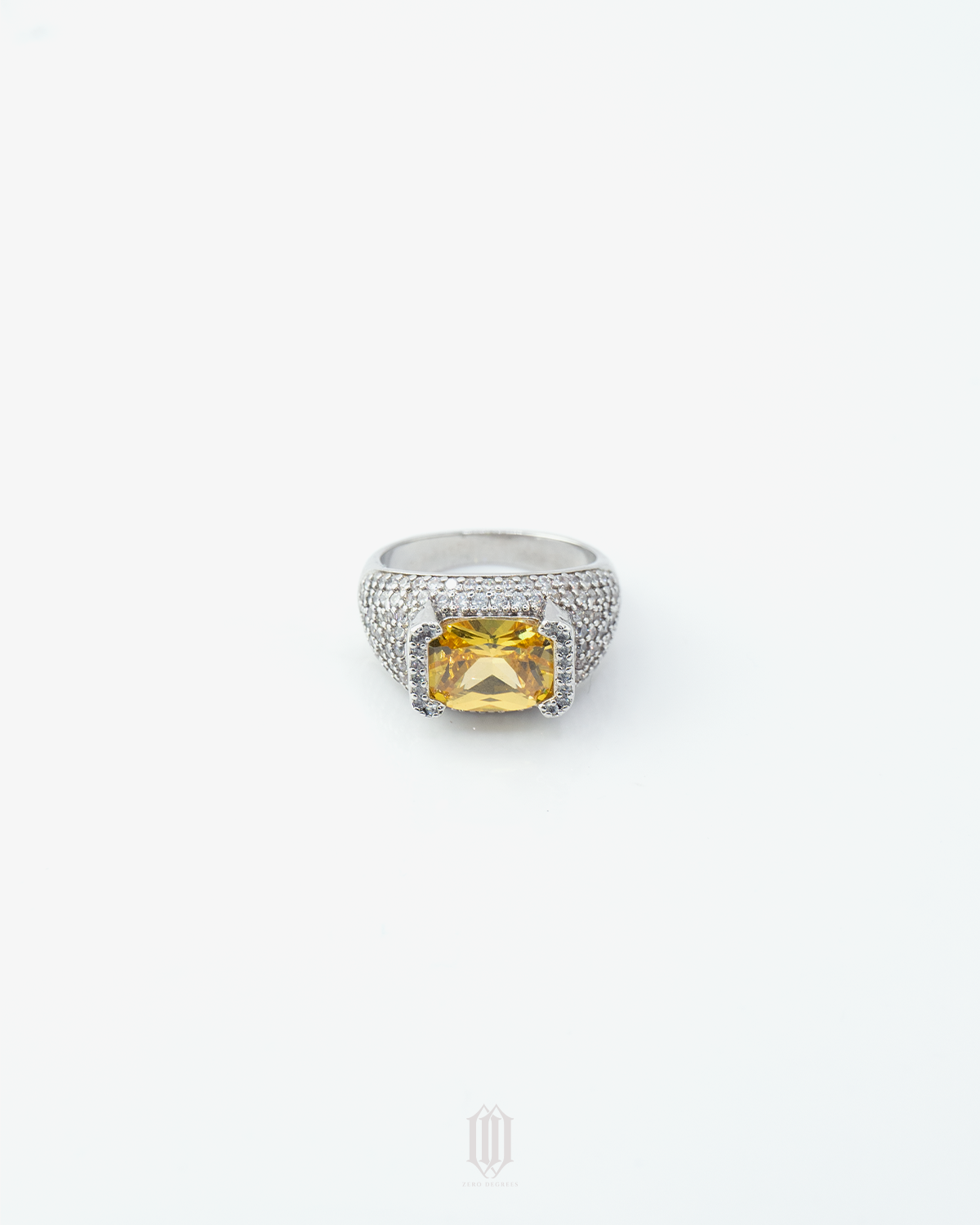 Yellow Radiant Signet Ring - White Gold
