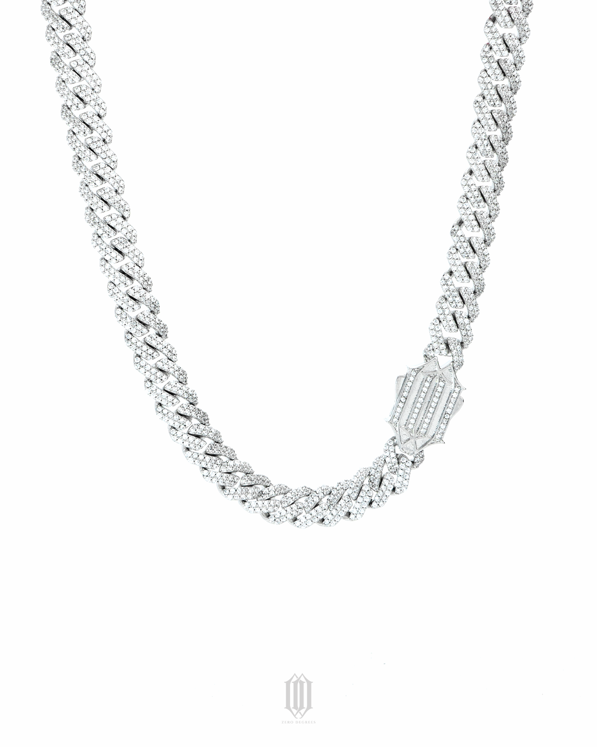 ZDG 10mm Prong Cuban Link Necklace - White Gold