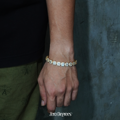 10mm Clustered Tennis Link Bracelet - White Gold