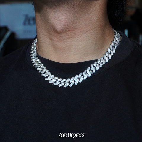14mm Prong Cuban Link Chain - White Gold