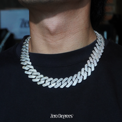 20mm Prong Cuban Chain - White Gold