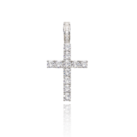 Icy Cross Pendant - White Gold