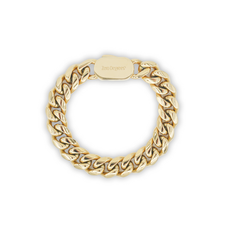 12mm Plain Jane Cuban Bracelet - Gold