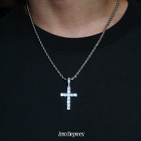 Icy Cross Pendant - White Gold