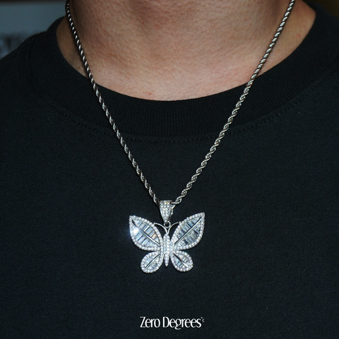 Mini Butterfly Pendant - White Gold