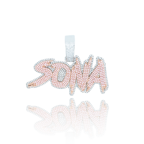 Custom 2 Tone Brushed Font Letter/Name Pendant