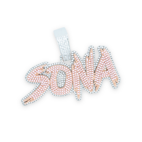 Custom 2 Tone Brushed Font Letter/Name Pendant