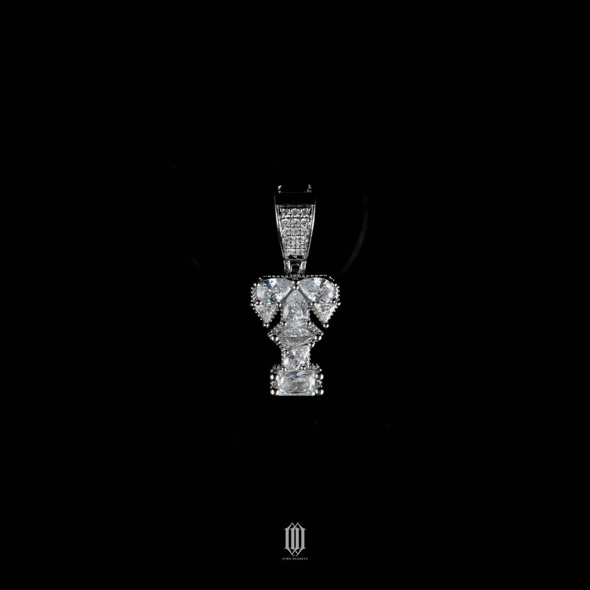 Distinct Cut Letter Pendant - White Gold - Letter T
