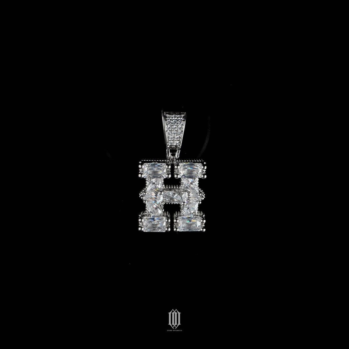 Distinct Cut Letter Pendant - White Gold - Letter H