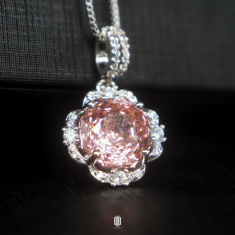 Rose Cut Flower Pendant - Pink