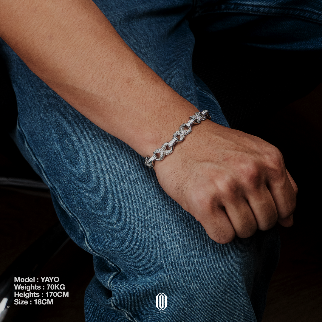 10mm Infinity Link Bracelet - White Gold