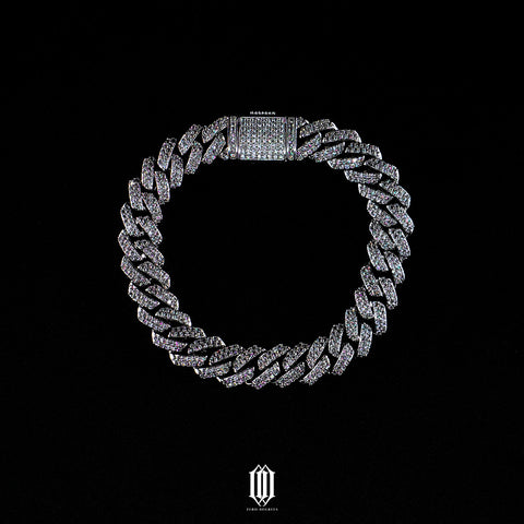 10mm Prong Cuban Link Bracelet - White Gold