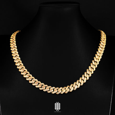 10mm Prong Cuban Link Necklace -  Gold