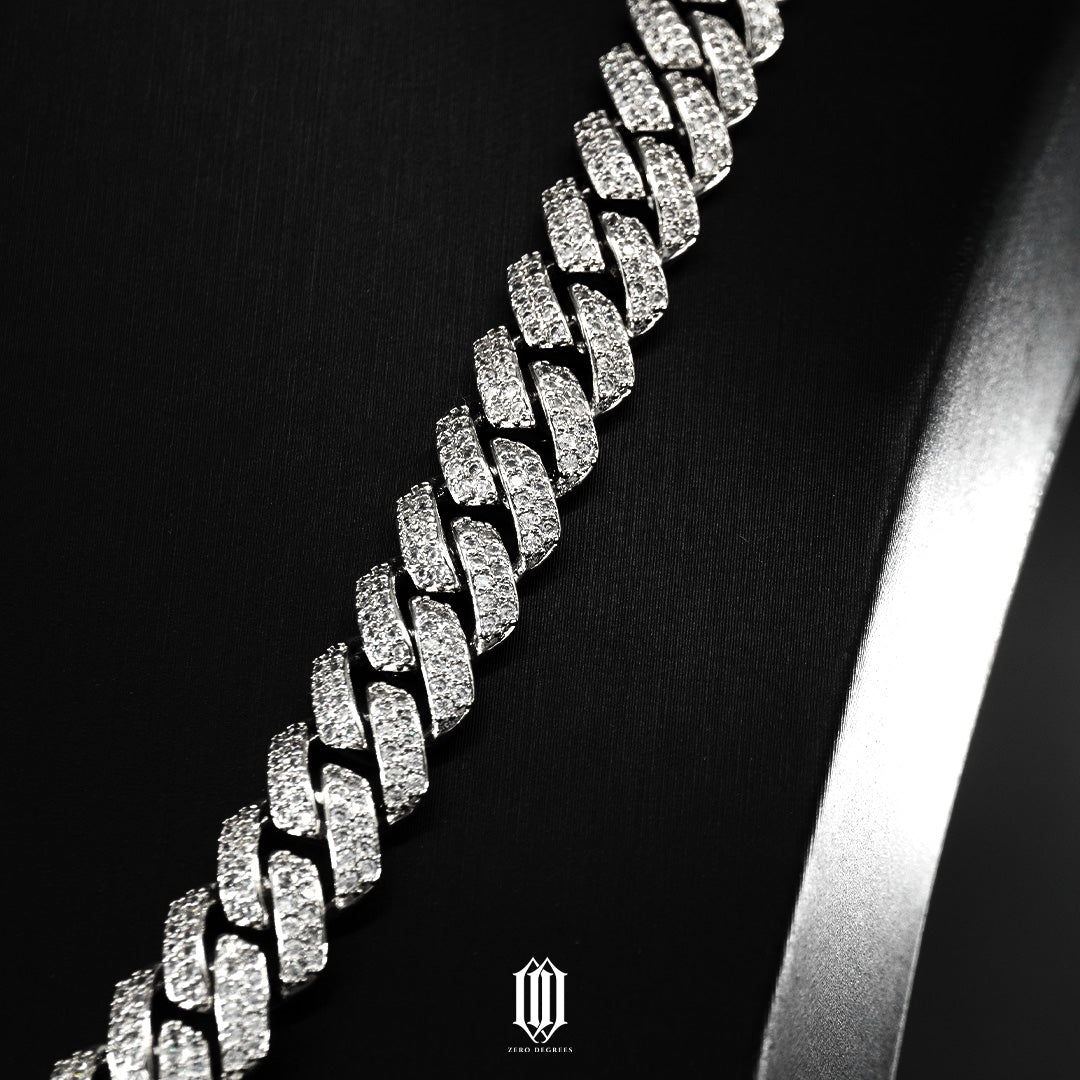 ZDG 10mm Prong Cuban Link Necklace - White Gold