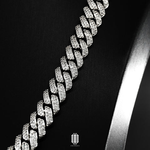 10mm Prong Cuban Link Necklace - White Gold