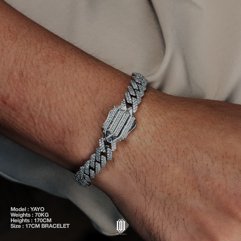 10mm Prong Cuban Link Bracelet - White Gold