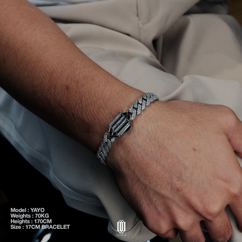 ZDG 10mm Prong Cuban Link Bracelet - White Gold