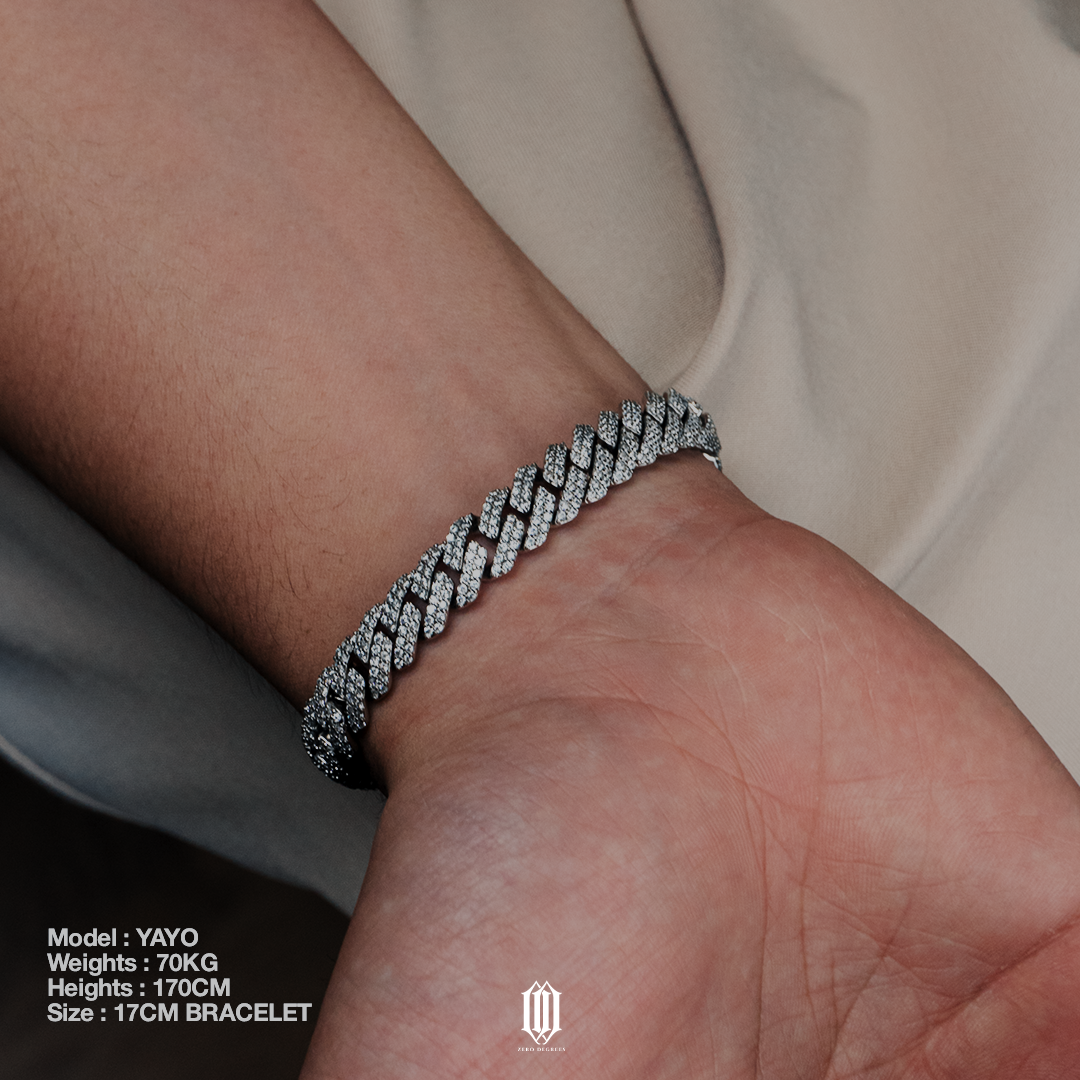 ZDG 10mm Prong Cuban Link Bracelet - White Gold