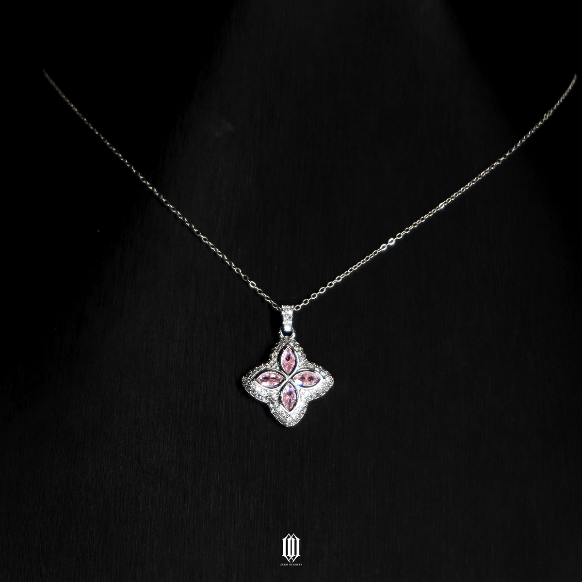Iced Out Clover Pendant - White Gold
