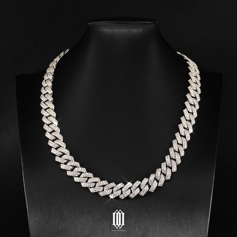 14mm Prong Cuban Link Chain - White Gold