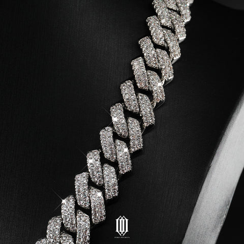 14mm Prong Cuban Link Chain - White Gold